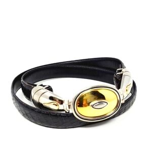 Vintage Genuine Snake Skin R.O.C. Belt Gold Tone Accent Buckle